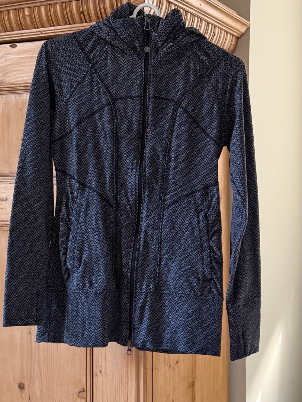 Womens athleisure Hooded Zip-Up Jacket in Dark Gray